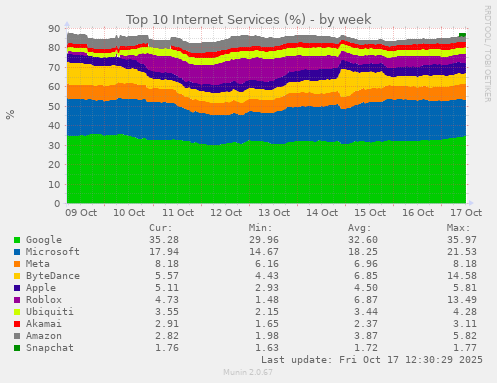 Top 10 Internet Services (%)