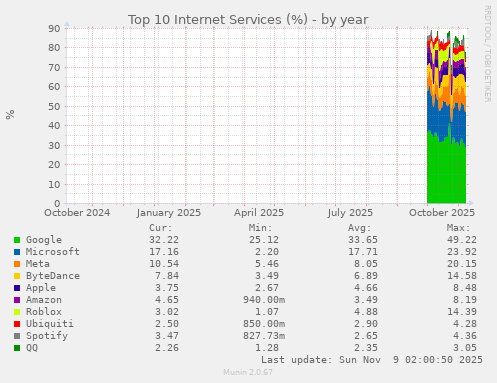 Top 10 Internet Services (%)